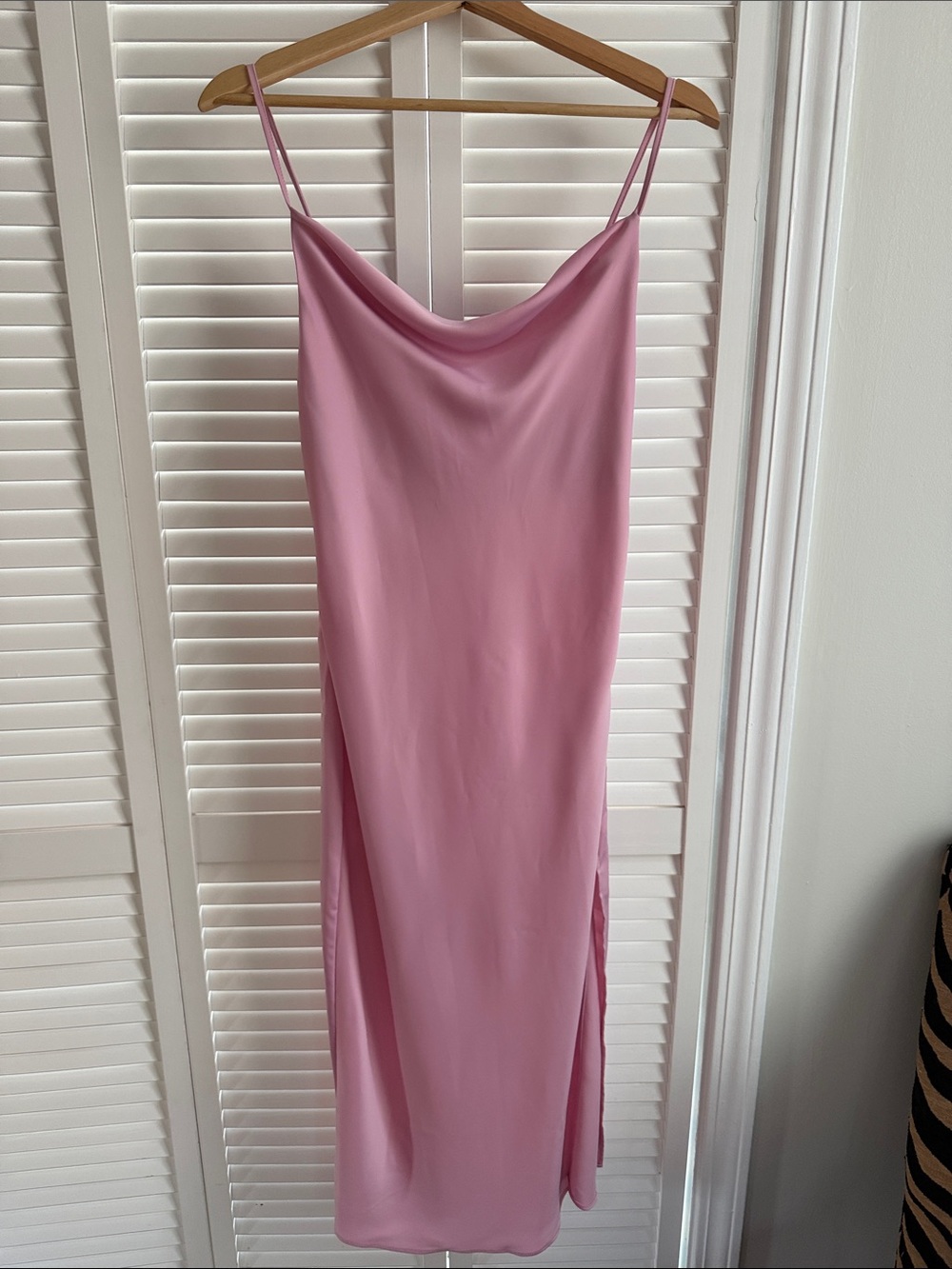 Urban Outfitters Pink Cowl Neck Midi Slip Dress